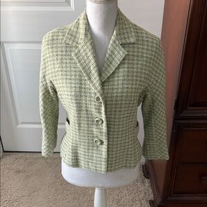Nine West Elegant Tweed Blazer in Green